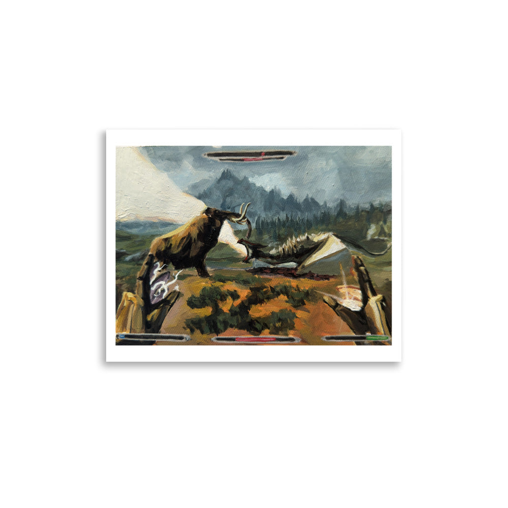 Mammoth vs. Dragon (Skyrim) - Poster Print