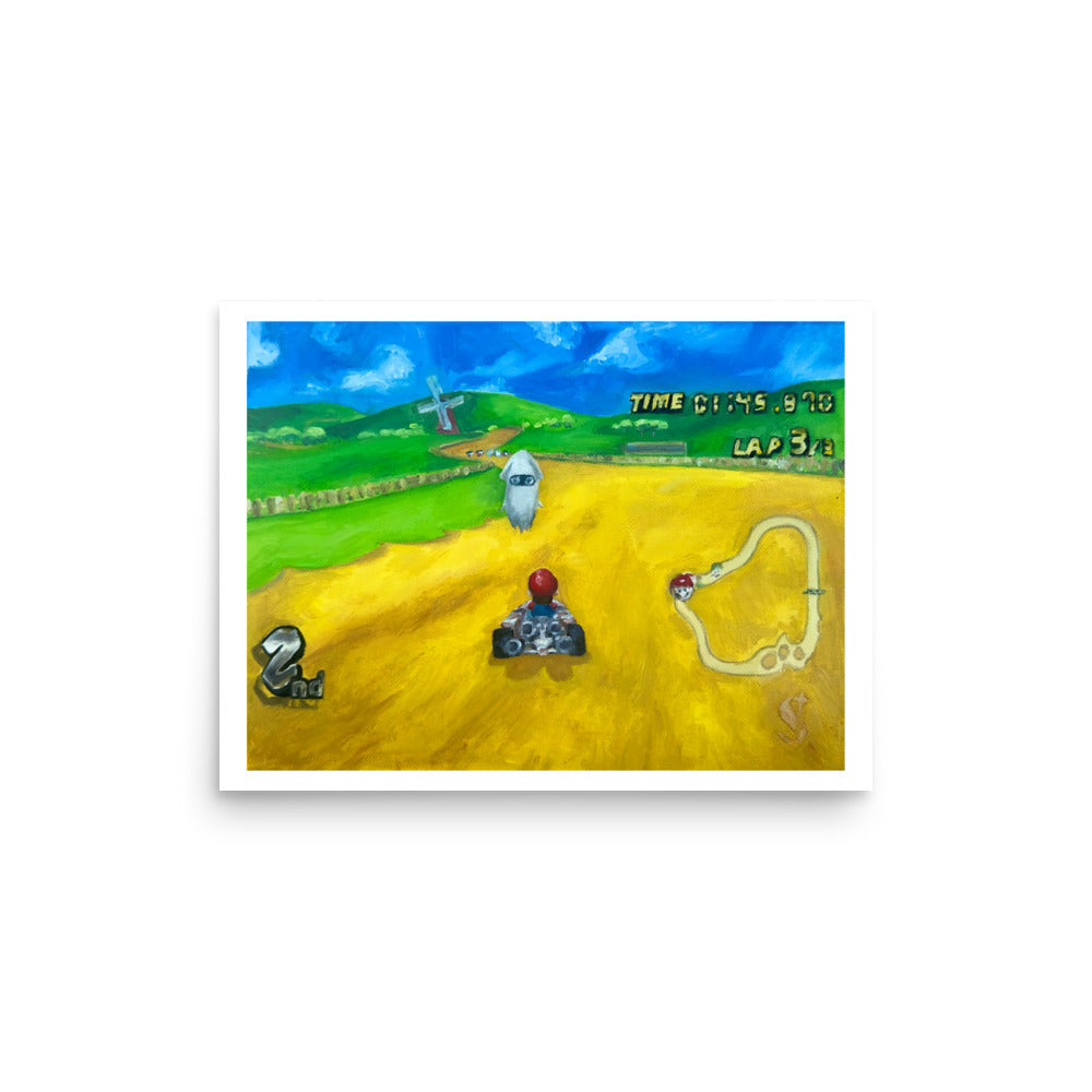 Mario in the Meadows (Mario Kart Wii) - Poster Print
