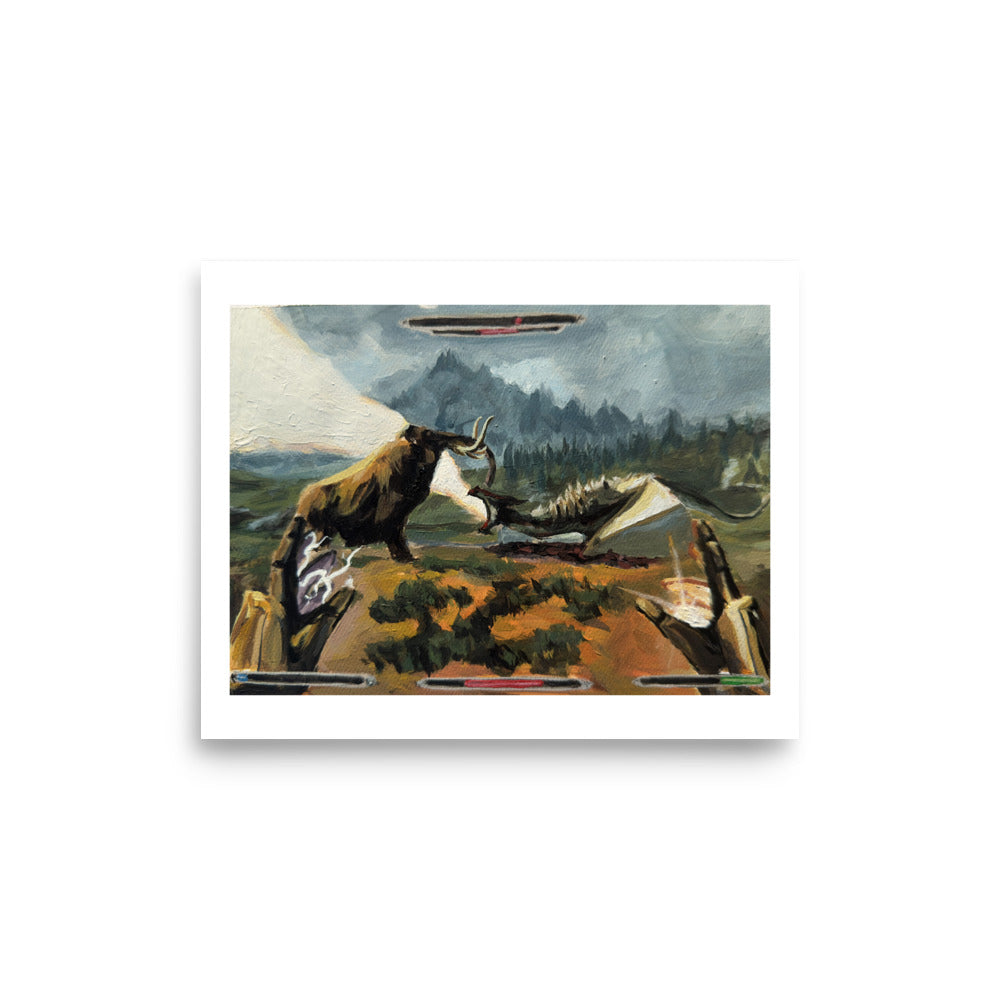 Mammoth vs. Dragon (Skyrim) - Poster Print